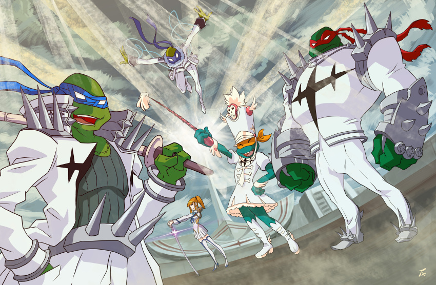 absurdres, april_o'neil, donatello, gamagoori_ira, gamagoori_ira_(cosplay), highres, inumuta_houka, inumuta_houka_(cosplay)