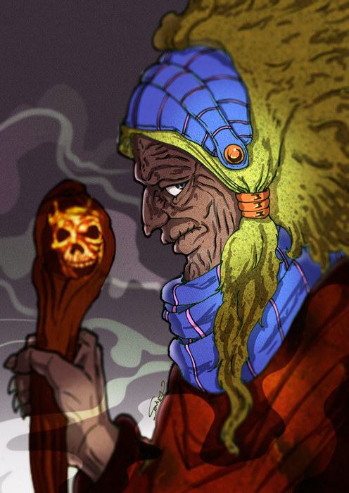 blonde_hair, dark_skin, enya_geil, jojo_no_kimyou_na_bouken, old_woman, profile, sainii, scarf