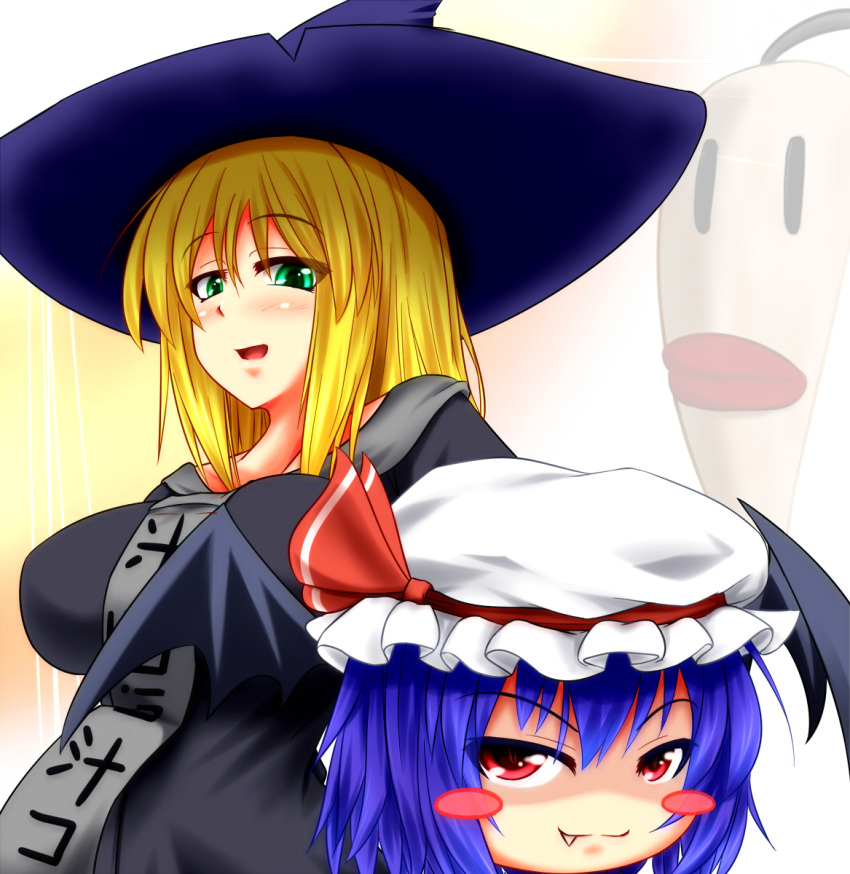 1girl, :d, blonde_hair, blue_hair, blush, blush_stickers, breasts, dark_souls_2