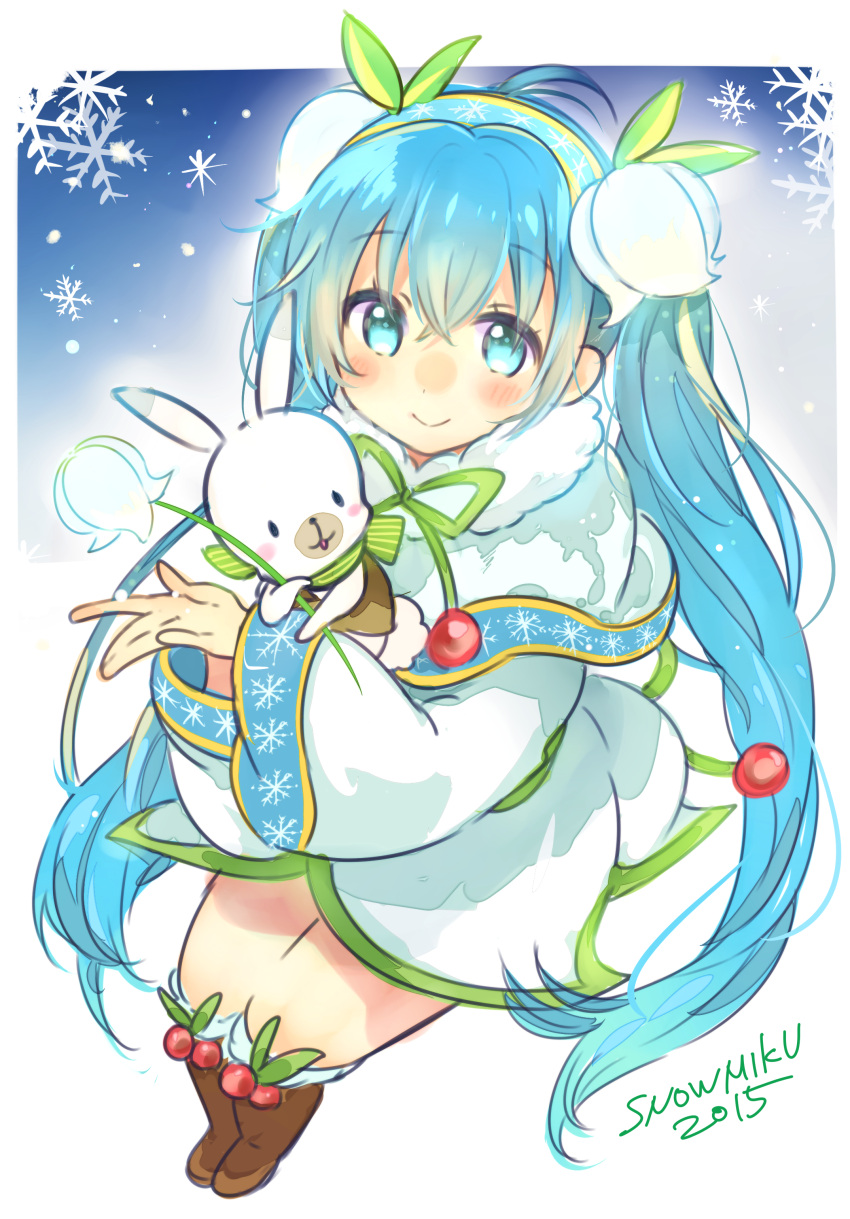 1girl, 2015, absurdres, aqua_eyes, aqua_hair, blush, character_name, hatsune_miku