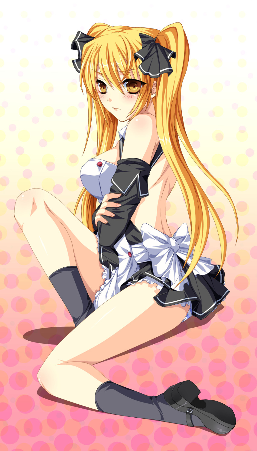 bad_id, blonde_hair, blush, detached_sleeves, dream_c_club, highres, kairi_(pixiv117622), kairi_(strawberry_drop)
