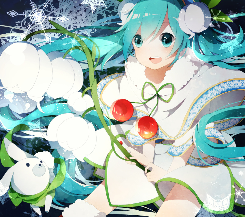 1girl, green_eyes, green_hair, hatsune_miku, highres, solo, thigh-highs, uiyuzu_(uichoco)