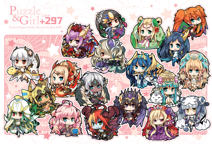 6+girls, ahoge, animal_ears, aqua_eyes, archangel_metatron_(p&amp;d), armor, athena_(p&amp;d), bastet_(p&amp;d)