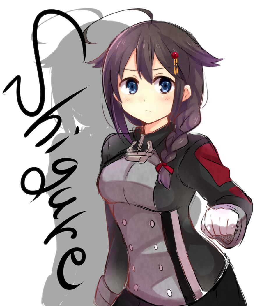 1girl, ahoge, anchor, black_skirt, blue_eyes, blush, braid, brown_hair