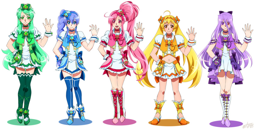 0417nao, 5girls, ahoge, aiguillette, aino_hikaru_(0417nao), blonde_hair, blue_eyes, blue_hair