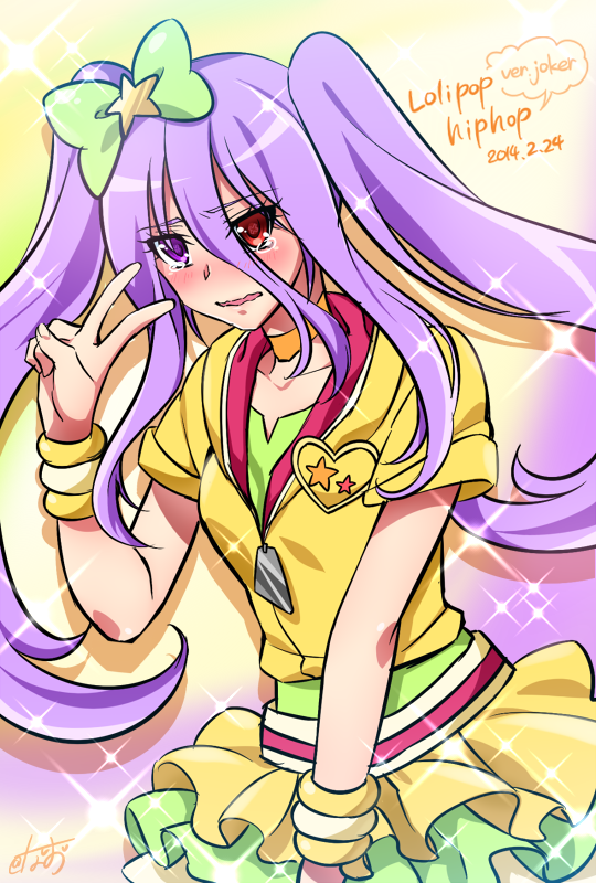 0417nao, 1girl, 2014, blush, bow, character_name, choker, cosplay