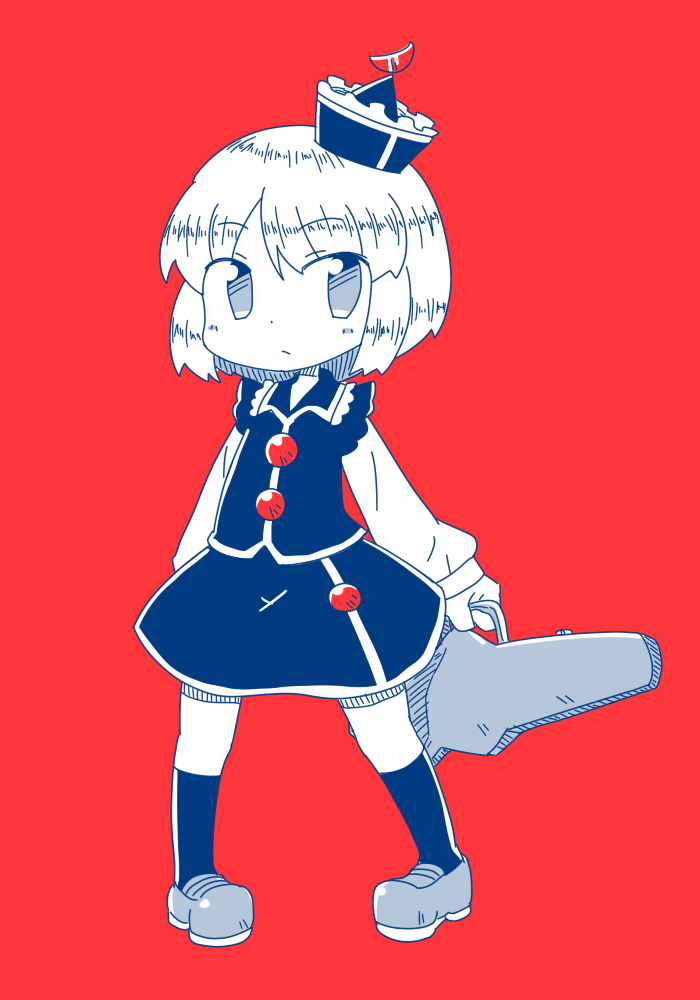 1girl, hat, instrument, jirousan21, lunasa_prismriver, monochrome, short_hair, solo