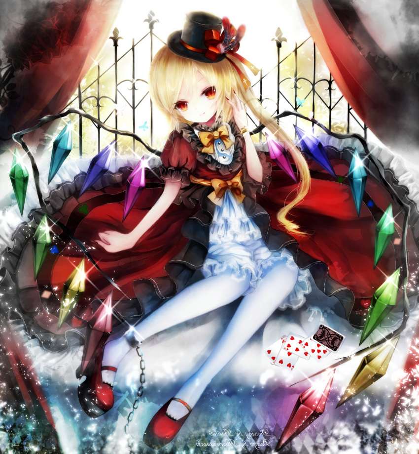 1girl, alternate_costume, basilis9, black_dress, blonde_hair, bow, bracelet, card
