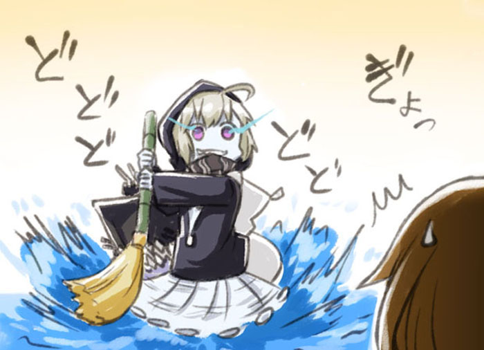 2girls, brown_hair, engiyoshi, glowing, glowing_eyes, kantai_collection, long_hair, multiple_girls