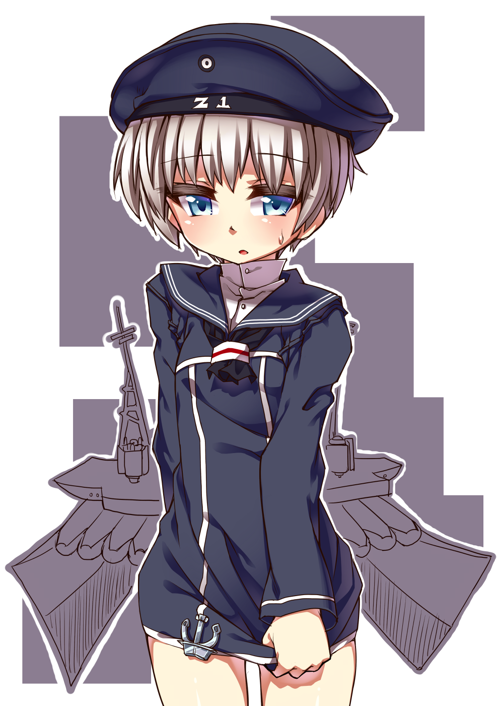 1girl, blue_eyes, hat, highres, kantai_collection, rutsubo, sailor_dress, sailor_hat