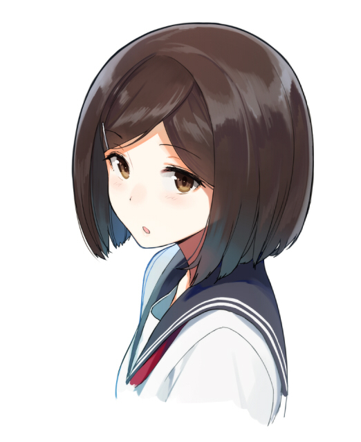 1girl, :o, brown_eyes, brown_hair, eba_kurako, from_side, hyouka, sasamori_tomoe