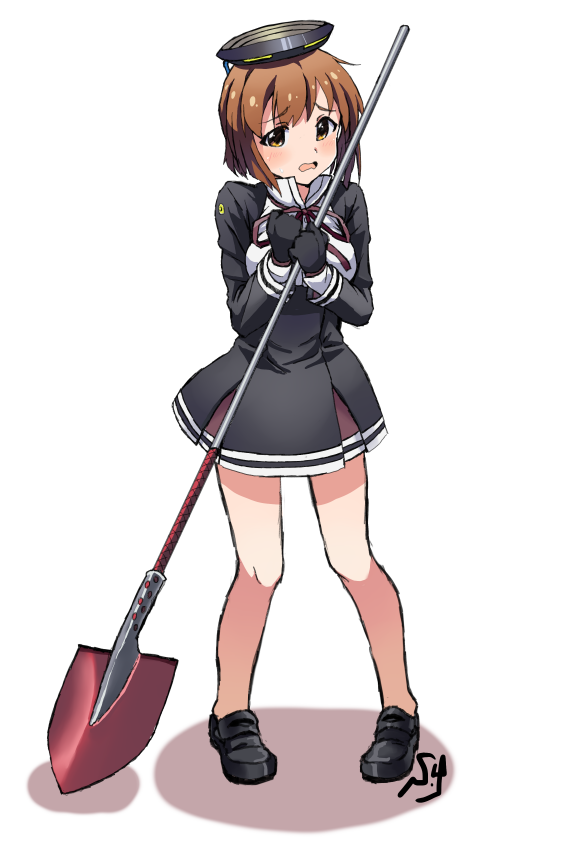 1girl, brown_eyes, brown_hair, cosplay, gloves, hagiwara_yukiho, idolmaster, kantai_collection