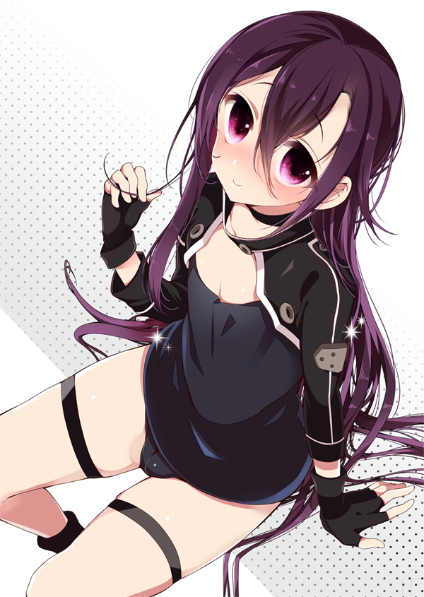 1boy, androgynous, blush, fingerless_gloves, gloves, kirito, kirito_(sao-ggo), long_hair