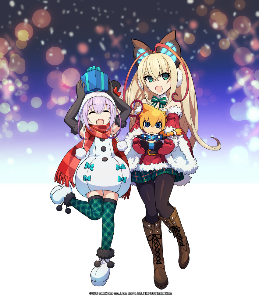 absurdres, artist_request, azure_striker_gunvolt, blonde_hair, blue_eyes, boots, doll, elbow_gloves
