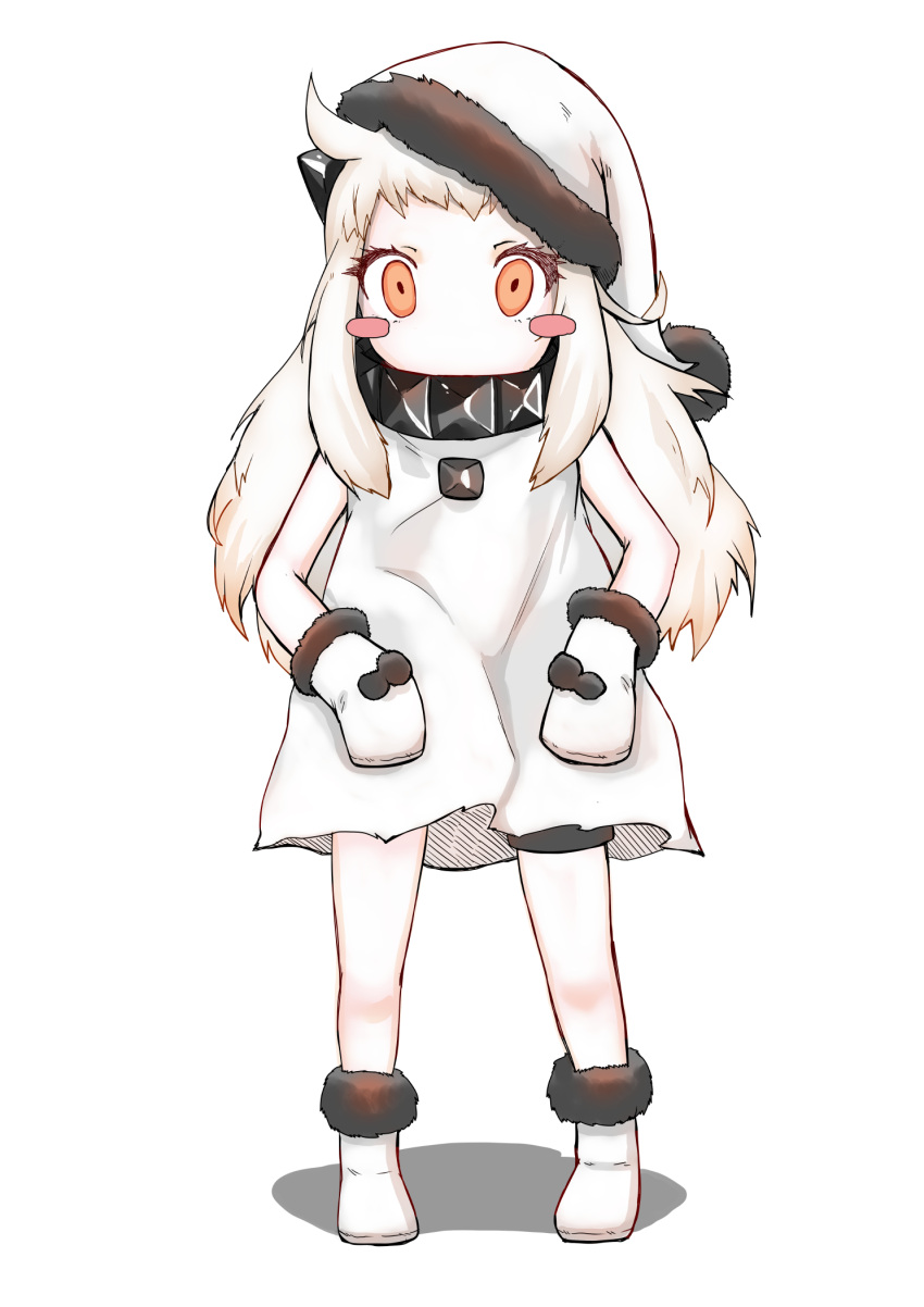 1girl, 41_(taskmaster41), ahoge, blush_stickers, covered_mouth, dress, hat, highres