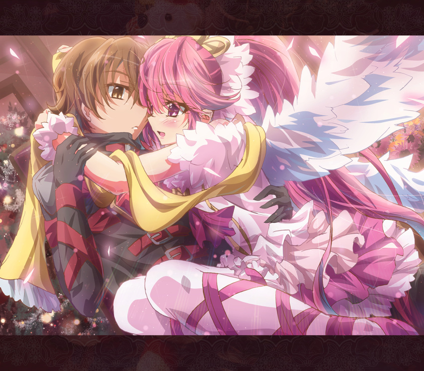 1boy, 1girl, aino_megumi, blush, brown_eyes, brown_hair, couple, cure_lovely