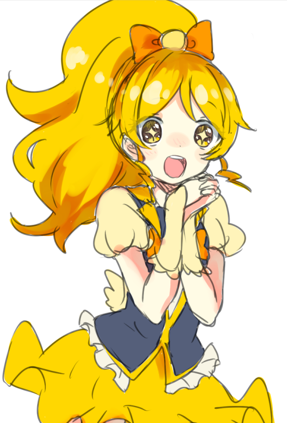 +_+, 1girl, blonde_hair, bow, cure_honey, hair_bow, happinesscharge_precure!, jyukariko