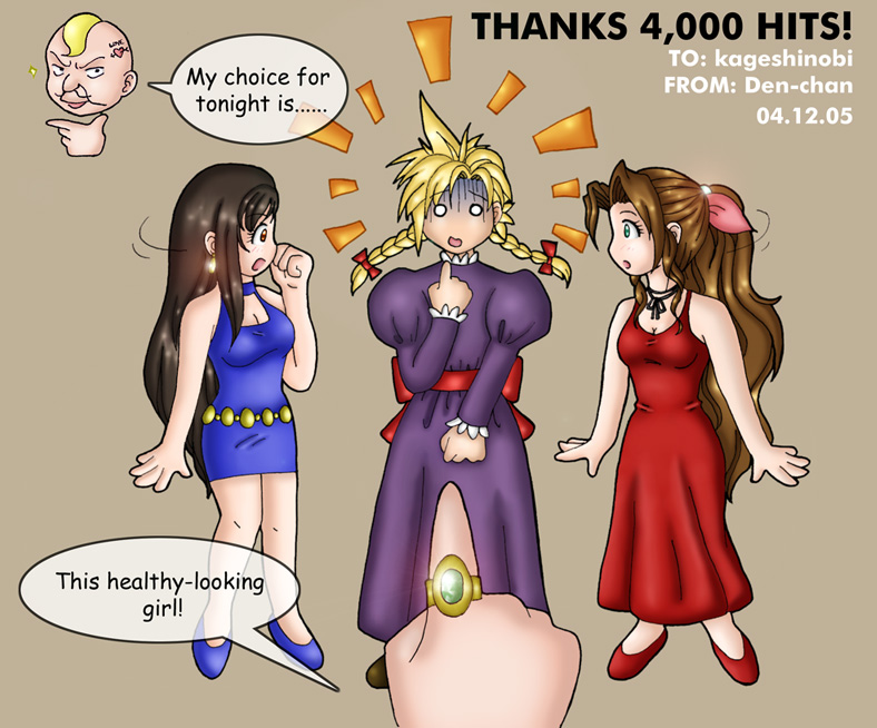 aerith_gainsborough, cloud_strife, crossdressing, don_corneo, final_fantasy, final_fantasy_vii, tifa_lockhart