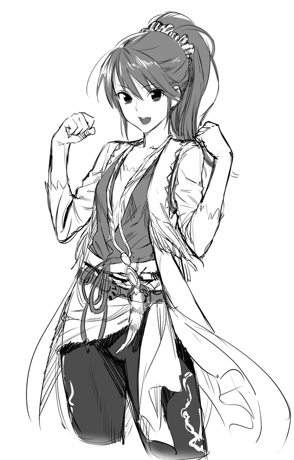 1girl, black_eyes, black_hair, ellen_carson, kawakami_rokkaku, ponytail, romancing_saga_3, saga