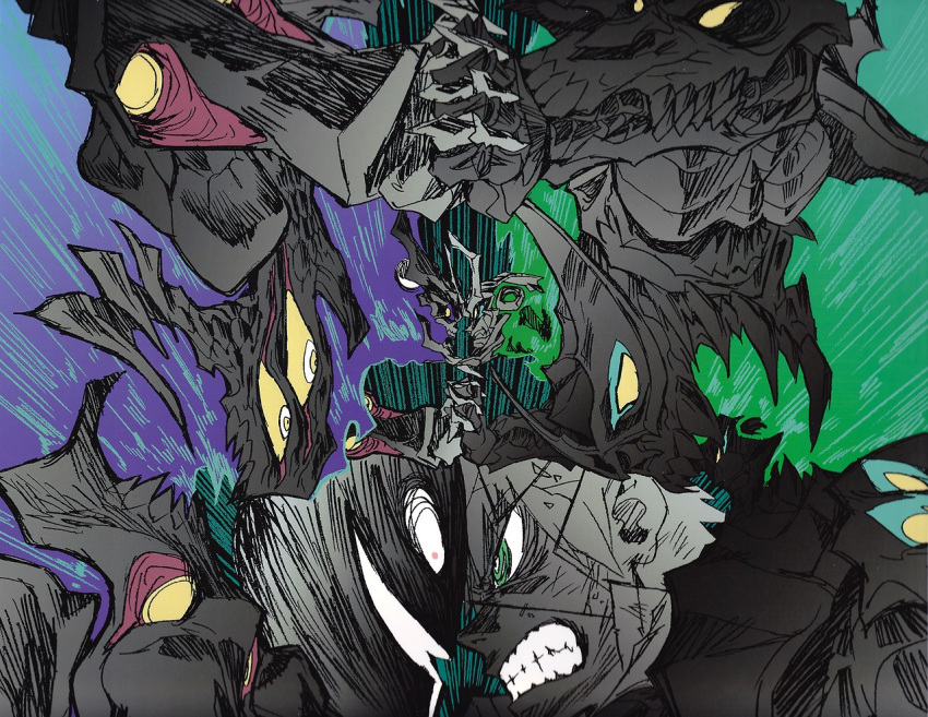 antispiral, battle, clenched_teeth, face-to-face, grand_zamboa, imaishi_hiroyuki, mecha, official_art