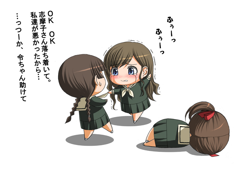 3girls, chibi, death, fukuzawa_yumi, gensou_ninja, knife, maria-sama_ga_miteru, multiple_girls