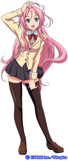 1girl, aqua_eyes, black_legwear, blazer, breasts, dra+koi, fang, hat