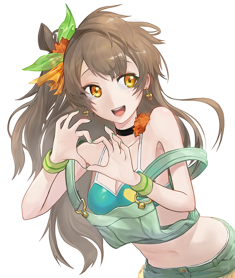 1girl, asymmetrical_hair, bare_shoulders, bikini_top, bikini_under_clothes, bow, breasts, brown_hair