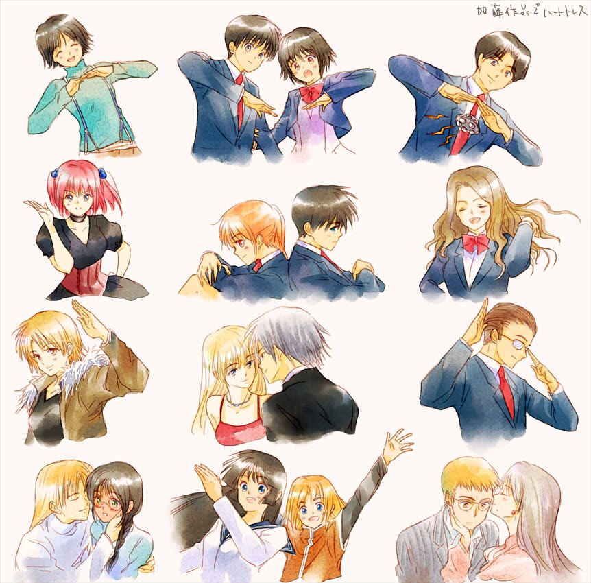 alan_brad, annie_craner, black_hair, blonde_hair, brown_hair, c.m.b., cheek_kiss, couple
