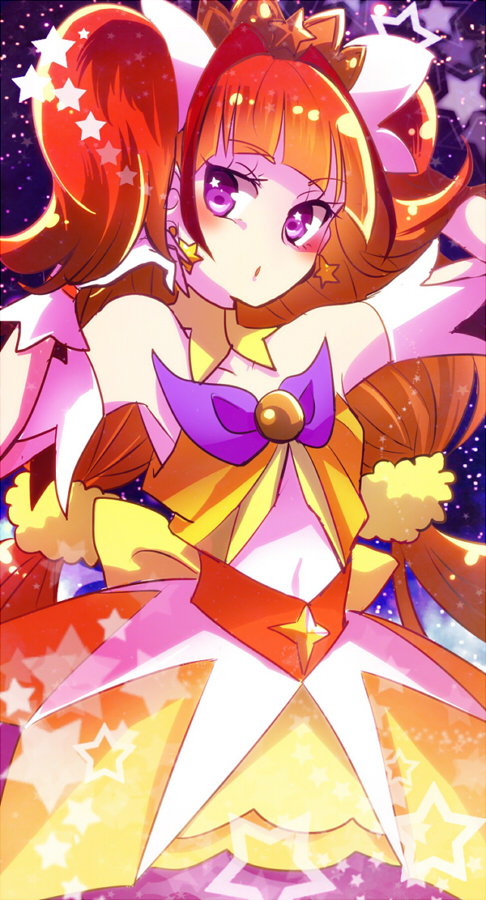1girl, amanogawa_kirara, blush, brown_hair, choker, cure_twinkle, go!_princess_precure, katsuragi_atori