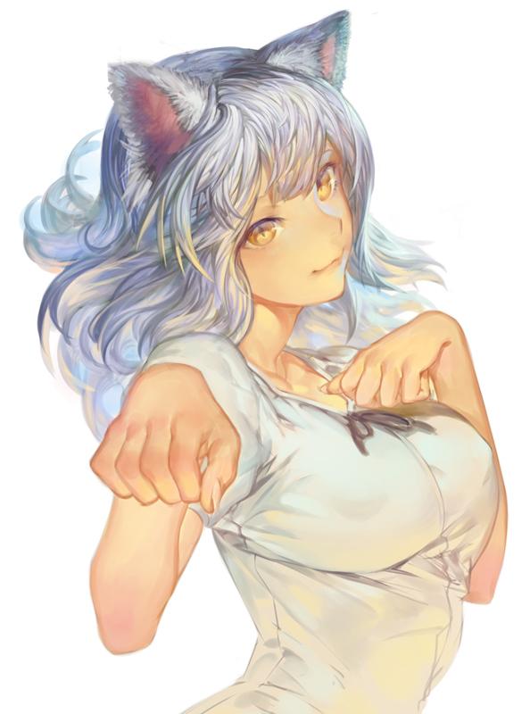 1girl, animal_ears, aritoki_ritsu, bakemonogatari, black_hanekawa, breasts, cat_ears, hanekawa_tsubasa