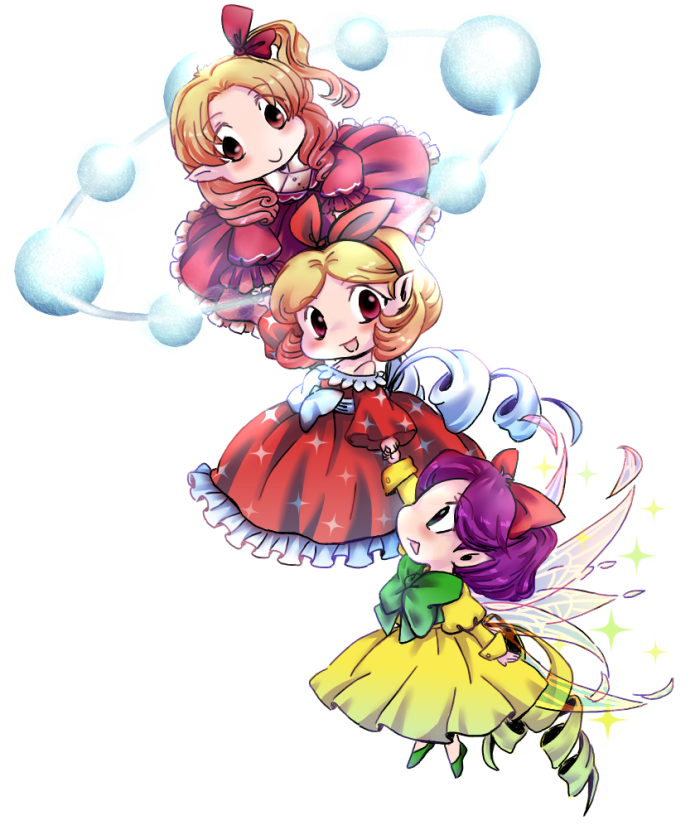 blonde_hair, bow, extra, fairy_wings, green_eyes, hair_bow, mad-tuna, pointy_ears
