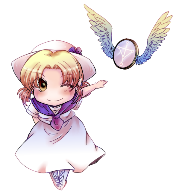 angel_wings, blonde_hair, hat, luize, mad-tuna, mirror, neckerchief, touhou