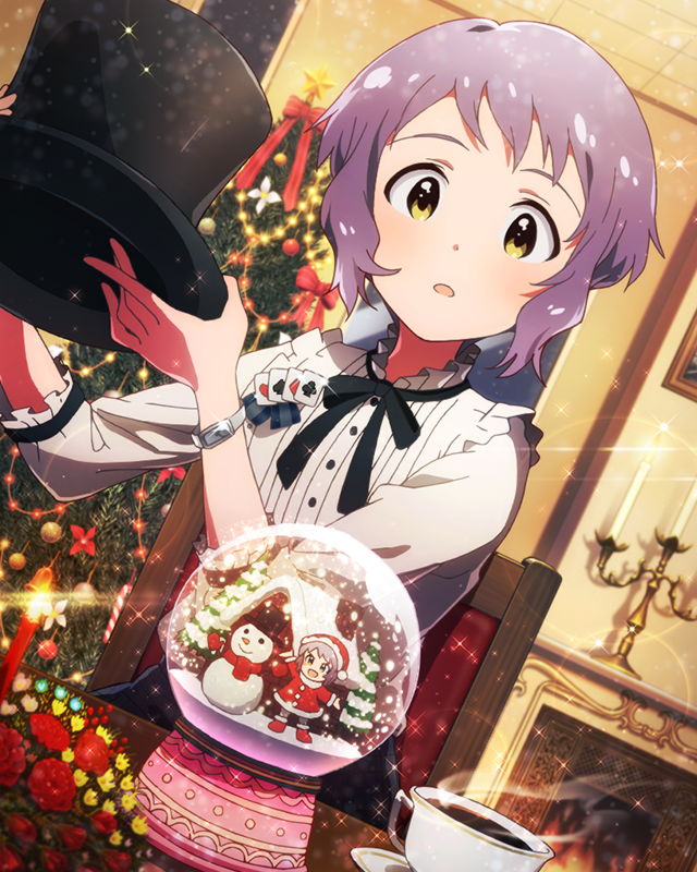 1girl, christmas, christmas_tree, hat, idolmaster, idolmaster_million_live!, little_mizuki, magic_trick