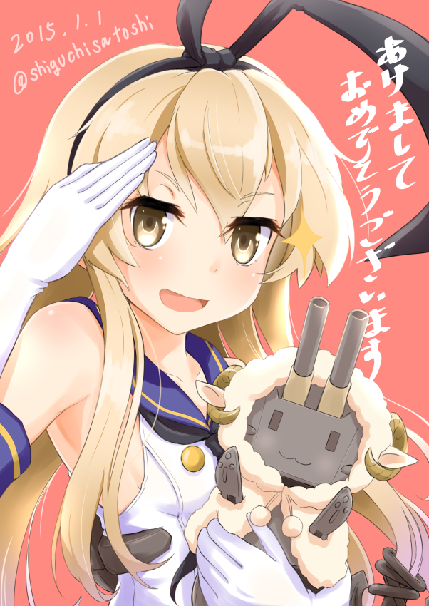 1girl, 2015, :3, blonde_hair, dated, gloves, hairband, kantai_collection