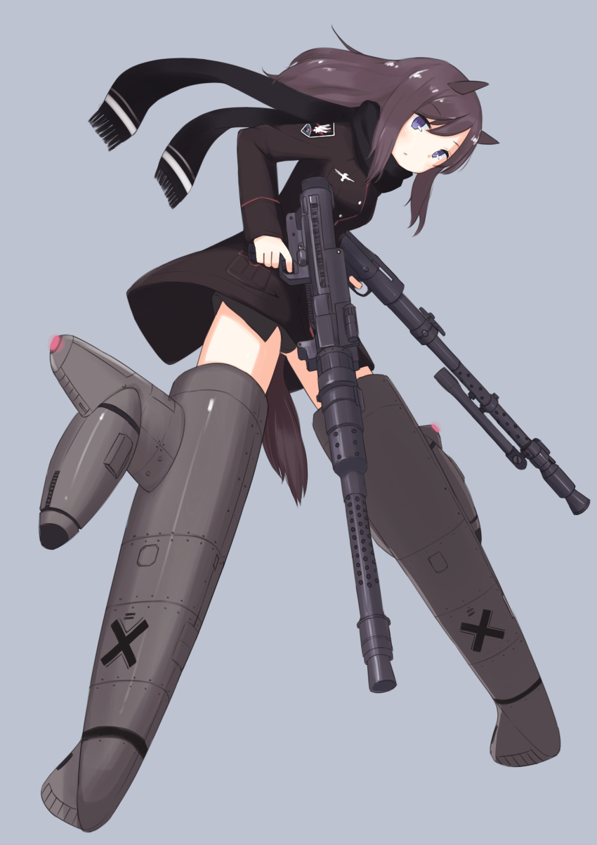 1girl, :o, absurdres, animal_ears, black_panties, brown_hair, dog_ears, dual_wielding