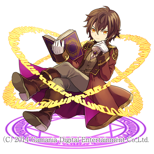 1boy, book, boots, brown_hair, coat, gloves, kudou_akira, light_smile