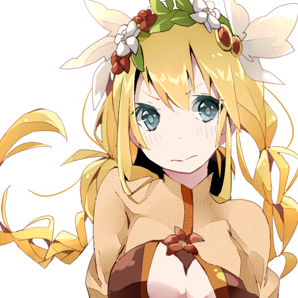 1girl, angel, archangel_(p&amp;d), blonde_hair, blue_eyes, blush, braid, colored_eyelashes