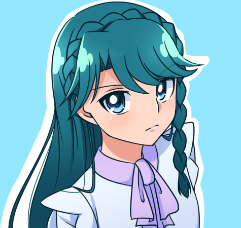 1girl, blue_background, blue_eyes, blue_hair, braid, corpse_(artist), go!_princess_precure, kaidou_minami