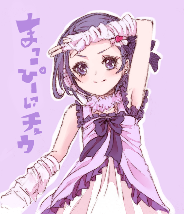 1girl, arm_warmers, armpits, bare_shoulders, dokidoki!_precure, hair_ornament, headset, idol