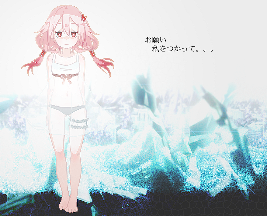 1girl, babydoll, bare_shoulders, guilty_crown, hair_ornament, hairclip, long_hair, looking_at_viewer