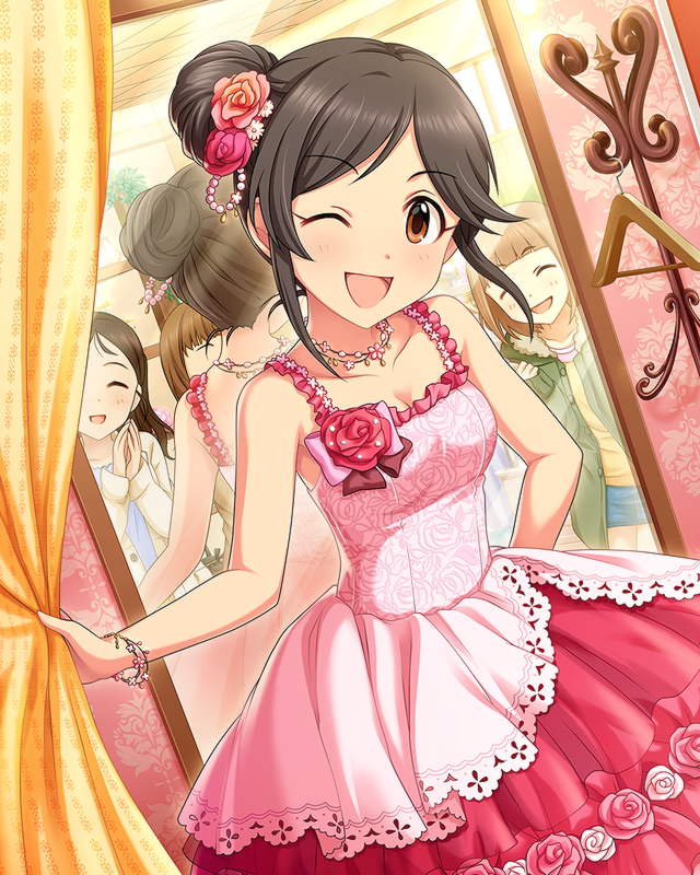 4girls, ;d, artist_request, ayase_honoka, idolmaster, idolmaster_cinderella_girls, kitami_yuzu, kudou_shinobu