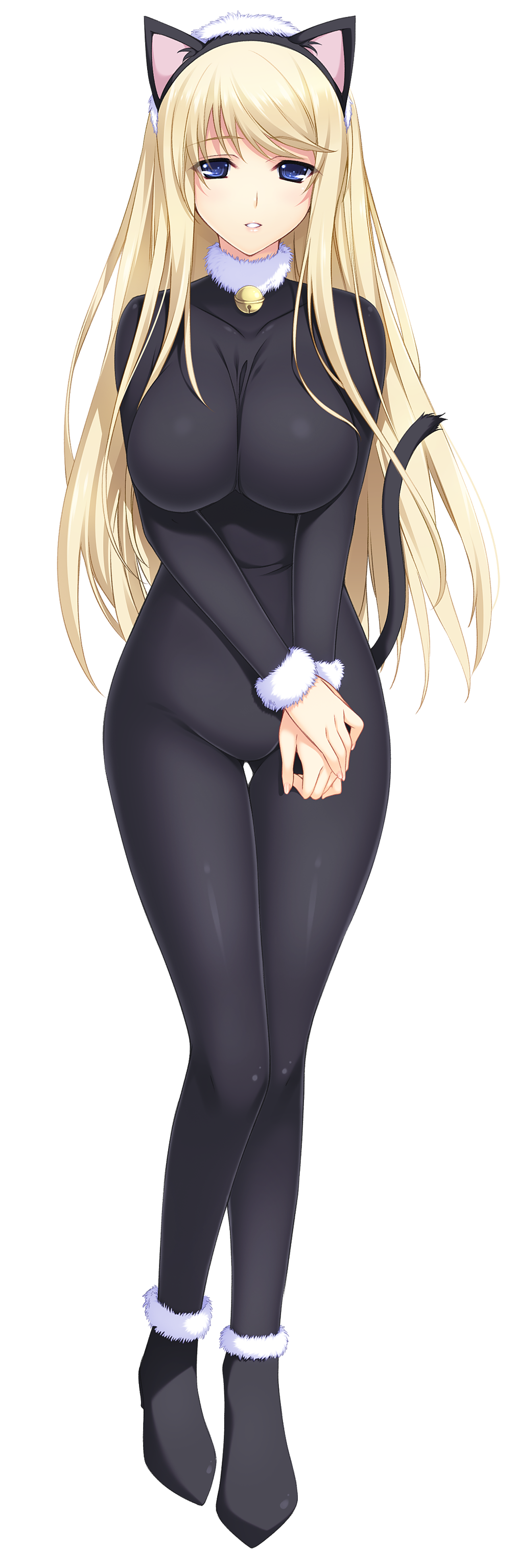 1girl, absurdres, animal_ears, bell, blonde_hair, blue_eyes, cat_ears, cat_tail