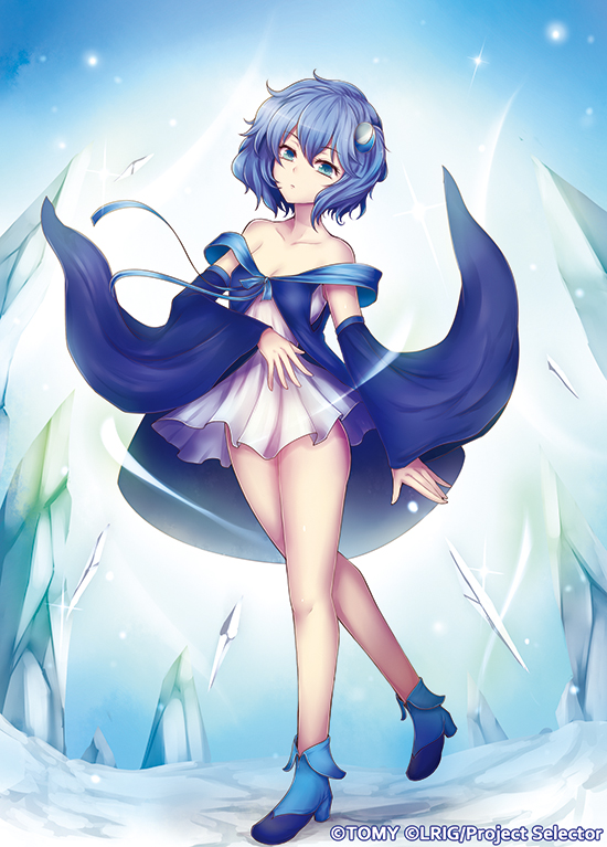 1girl, bare_shoulders, blue, blue_eyes, blue_hair, blue_shoes, dress, ice