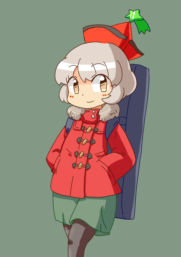 1girl, alternate_costume, brown_eyes, case, hands_in_pockets, hat, jirousan21, lyrica_prismriver