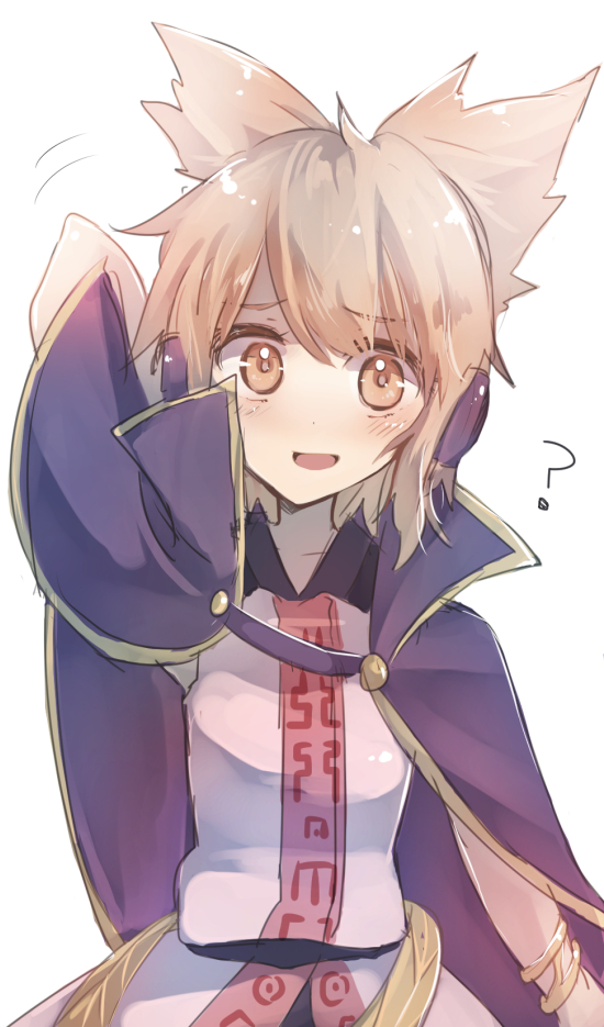 1girl, ?, blush, bracelet, brown_eyes, cape, cowboy_shot, dress