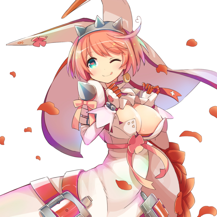 1girl, blue_eyes, clover_(artist), dress, elphelt_valentine, gloves, guilty_gear, guilty_gear_xrd
