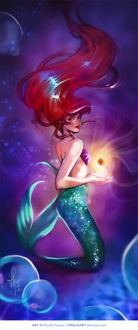 1girl, ariel_(disney), blue_eyes, disney, highres, long_hair, mermaid, monster_girl