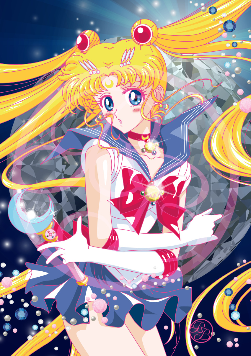1girl, absurdres, bishoujo_senshi_sailor_moon, blonde_hair, blue_eyes, choker, gloves, highres