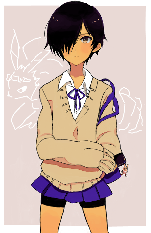 bakkanda, bike_shorts, crossdressing, hair_over_one_eye, ikezawa_kazuma, keychain, miniskirt, skirt, summer_wars, trap