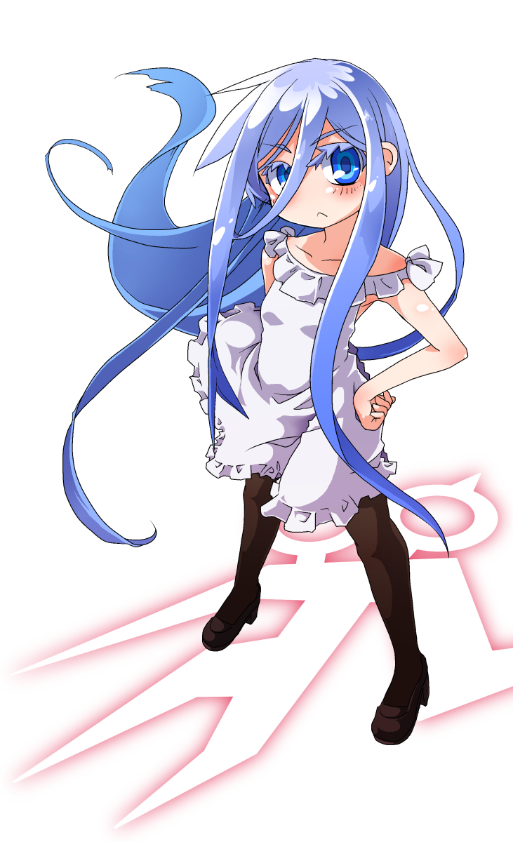 >:<, 1girl, akaino_(akaomi), aoki_hagane_no_arpeggio, arpeggio_of_blue_steel, black_legwear, blue_eyes, blue_hair